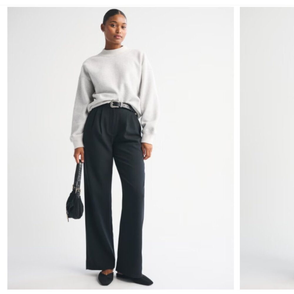 Abercrombie Curve Love A&F Sloane Tailored Wide Leg Pant